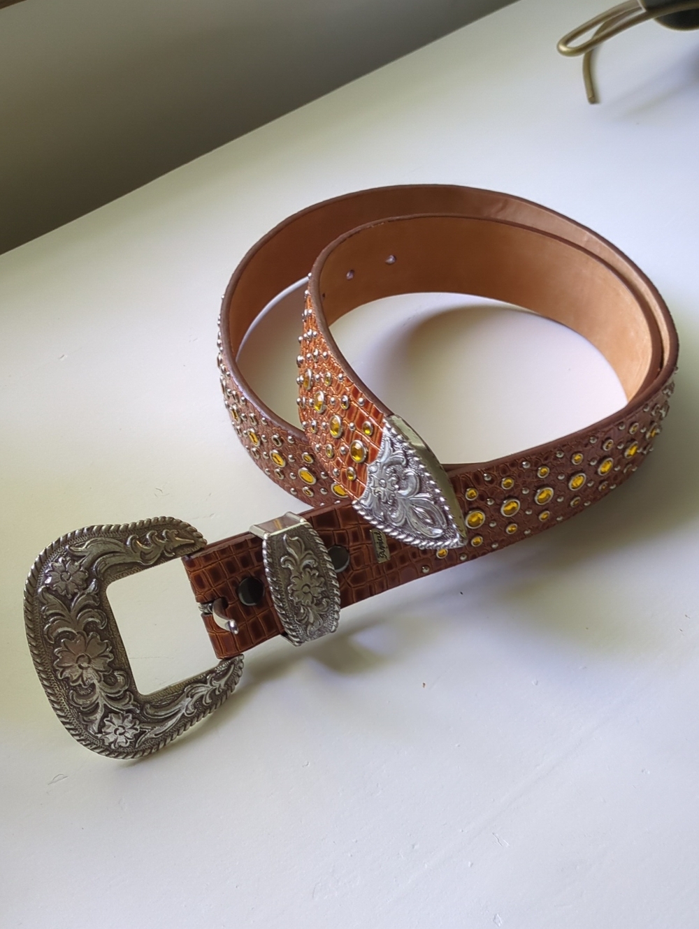 Ariat Croc embossed Leather Belt Size 38